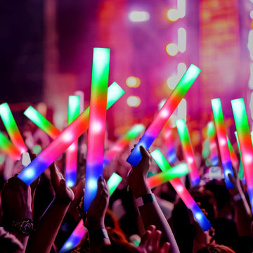 Olupp103 Pcs Led Foam Sticks, Bulk Glow Sticks With 3 Colors Flashing, Light Up Baton Wands For Kids, Glow Sticks Party Supplies