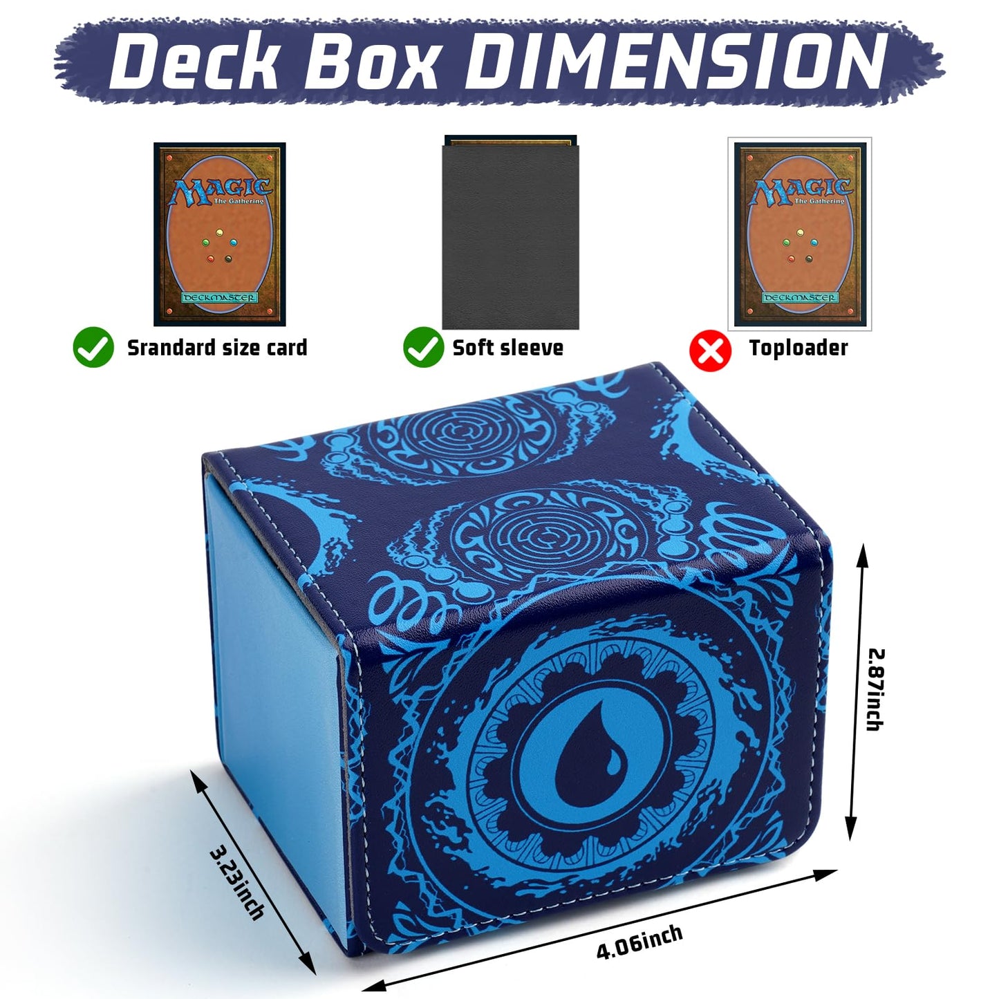 Deck Box for MTG Cards  Trading Commander Deck Case Holds 120+ Sleeved Cards  PU Leather Magnetic Collectible Card Storage Box Fits for TCG Magic Card (Blue)