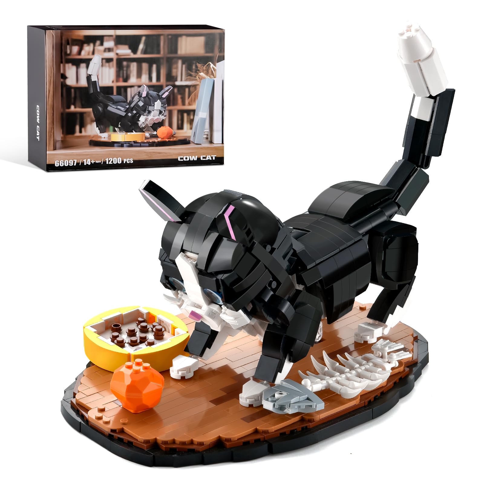 XITALAXU Tuxedo Cat Building Sets for mature-themed Animal Black Cat Building Blocks Toy with Display Base Home or Office Decor Gift for Teens Boys Girls 8-12 (1200pcs)