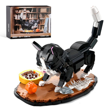 XITALAXU Tuxedo Cat Building Sets for mature-themed Animal Black Cat Building Blocks Toy with Display Base Home or Office Decor Gift for Teens Boys Girls 8-12 (1200pcs)