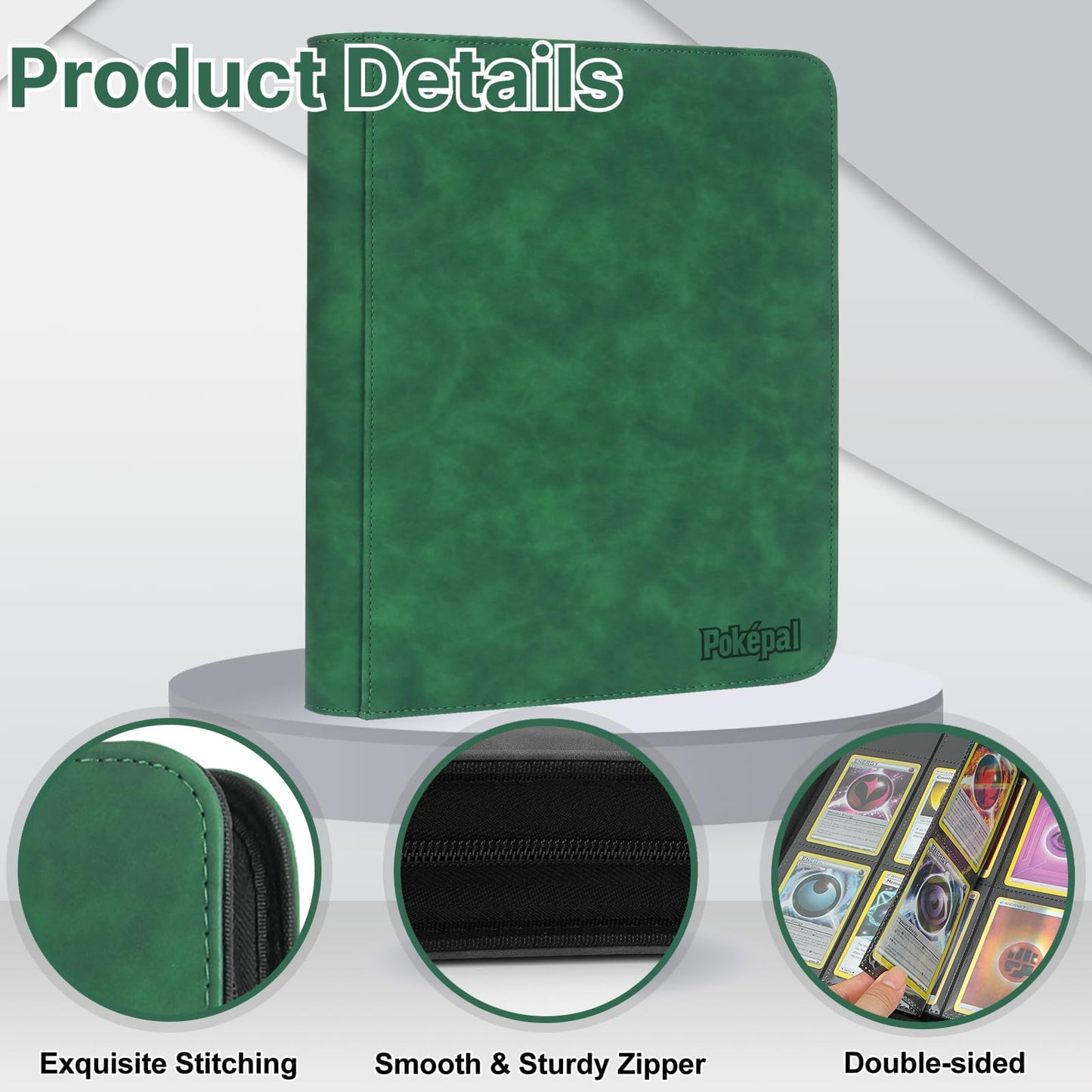 Pok?pal Trading Card Binder  12 Pocket Card Collection Binder for 720 Cards  enhanced Card Book Double Sided Pocket  Collector Album Card Holder Folder for TCG PM MTG OPCG YGO Sports Cards (Dark Green)