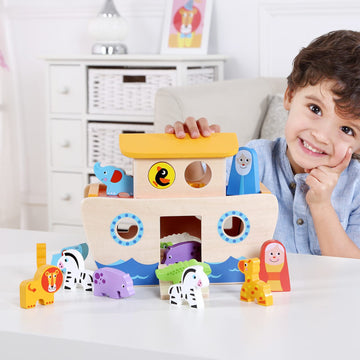 Tookyland Wooden Noah'S Ark Toys For Kids, Animal Shape Sorter Toys, Bible Story Toys Baptism Gifts For Girls And Boys, Montessori Toys For 2 3 4 Year Old