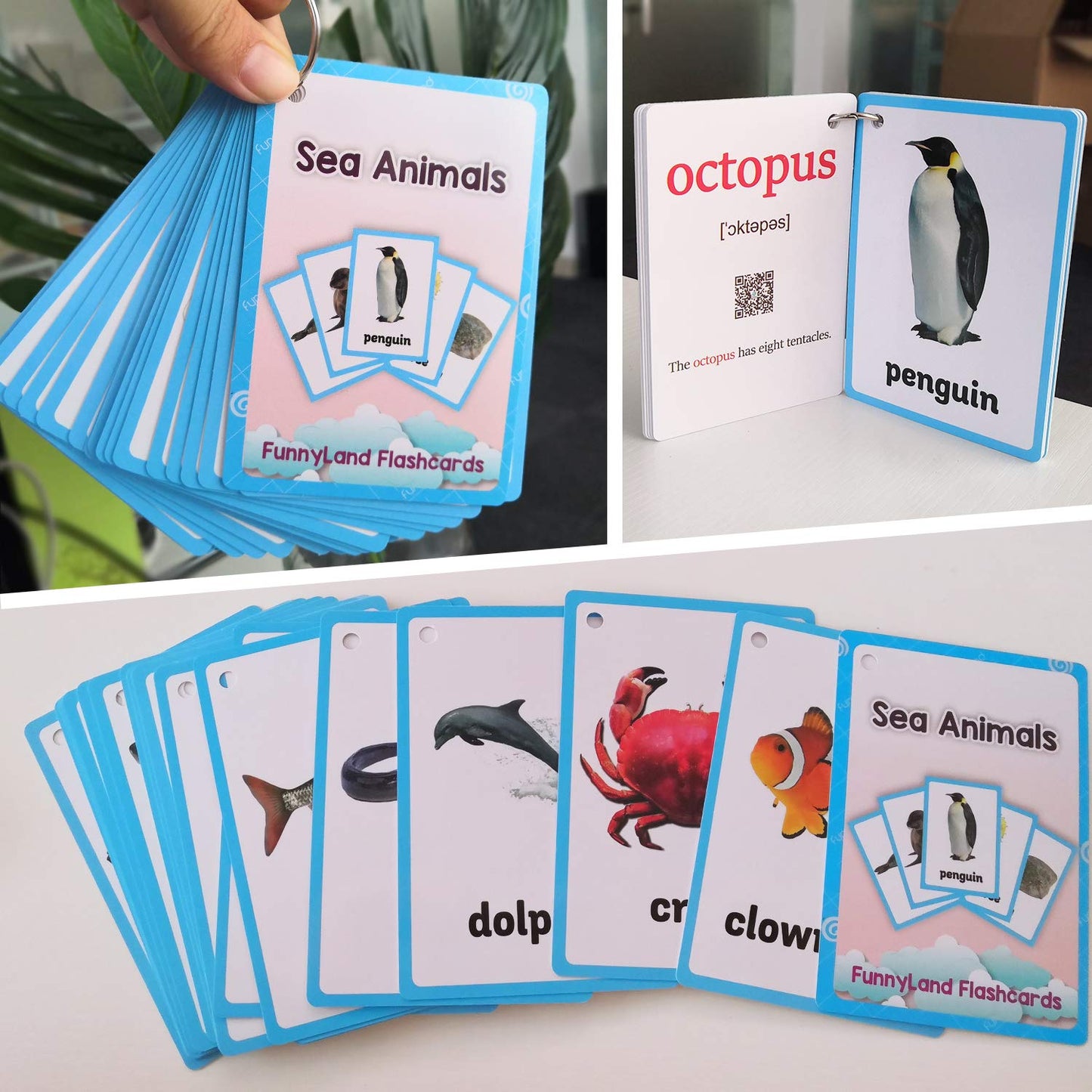 20Pcs/Set Sea Animals Kids Gifts English Flash Cards Pocket Card Educational Learning Baby Toys For Children Pre-Kindergarten