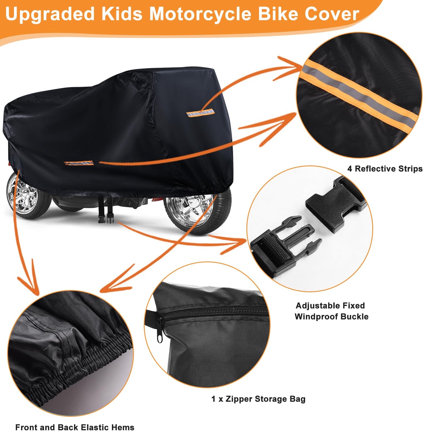 Kids Bike Cover Waterproof Outdoor,Grabado Heavy Duty 420D Kids Motorcycle Bike Cover,Universal Children'S Tricycle Cover With 4
