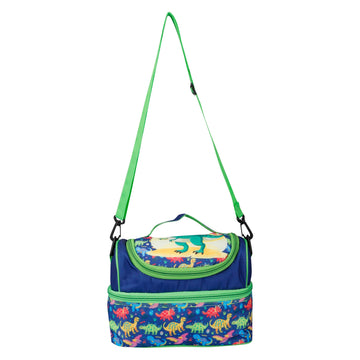 Ji And Ja Multi Compartment Dual Slot Lunch Bag Double Insulated Tiffin Lunch Bag With Multi Zipper Pockets For School (Space Bl