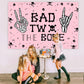 Wonmelody Skeleton Theme Birthday Backdrop Banner, 5x3ft Polyester, Pink & Black, 2nd Birthday Decorations, Model CA-F-PA-11519