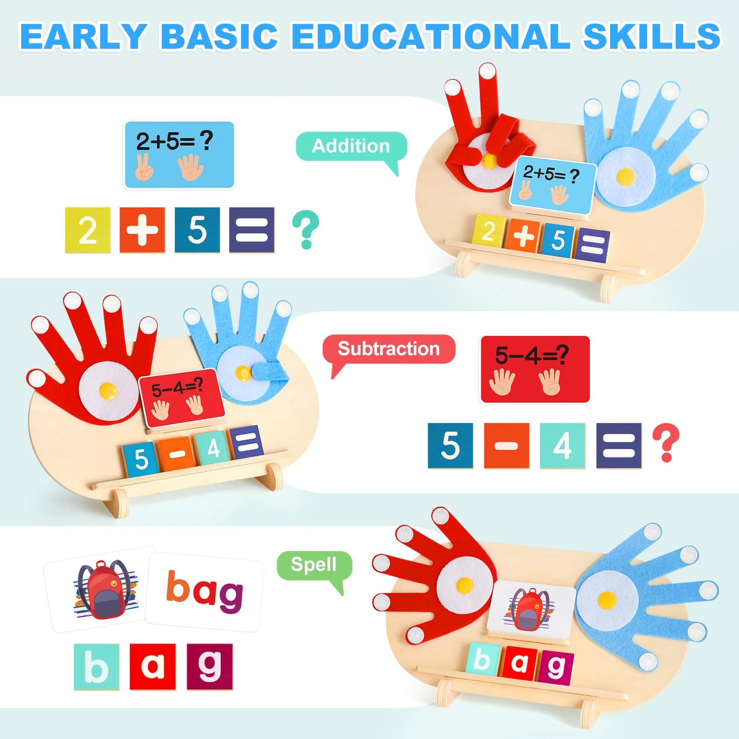 2 in 1 Wooden Montessori Toys for Kids - Number Counting Blocks & ABC Game Toys for 3-5  Preschool Educational Learning Toys for Toddlers 4-6  Birthday Christmas Stocking Stuffers Gifts for Boys Girls