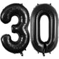 40 Inch Black 30 Number Balloons, Jumbo Foil Balloons For 30Th Birthday Party Decorations Supplies / 30Th Anniversary Event