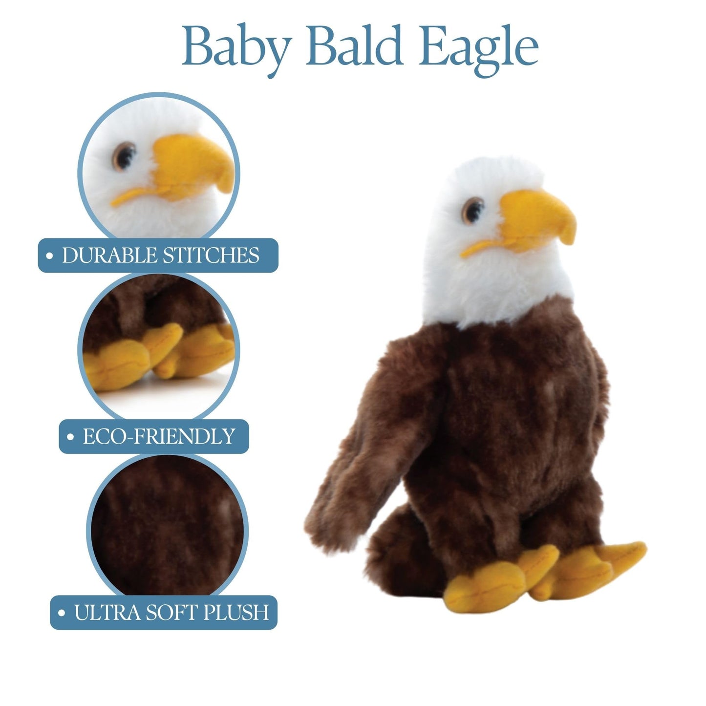 The Petting Zoo Eagle Plush Toy - 6" Brown Stuffed Animal, Soft Plush, Kids Gift, Model 421027