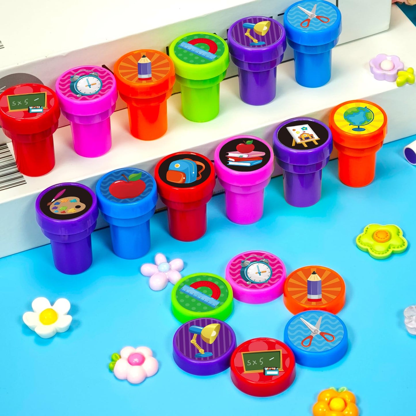 Cinrobiye 24 PCS Back to School Stampers for Kids, Self-Inking Stamp Set for Party Favors Classroom Rewards DIY Crafts Goodie Ba