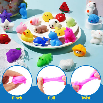 Joyin Mochi Squishy Toy Set, 100 Pack Kawaii Squishies Party Favors For Kids, Stress Relief Fidget Toys, Birthday Gifts, Goodie Bag, Classroom Prizes