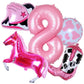 Kwuz Western Cowgirl Balloons Pink 8th Birthday Party Decorations, Retro Horse Cowgirl Hat Boot Balloons Girls Western Theme Rod