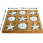 Nautical Crush Trading Starfish Tic Tac Toe Game - 9 x 9 Coastal Beach Decor - White Starfish & Sand Dollars