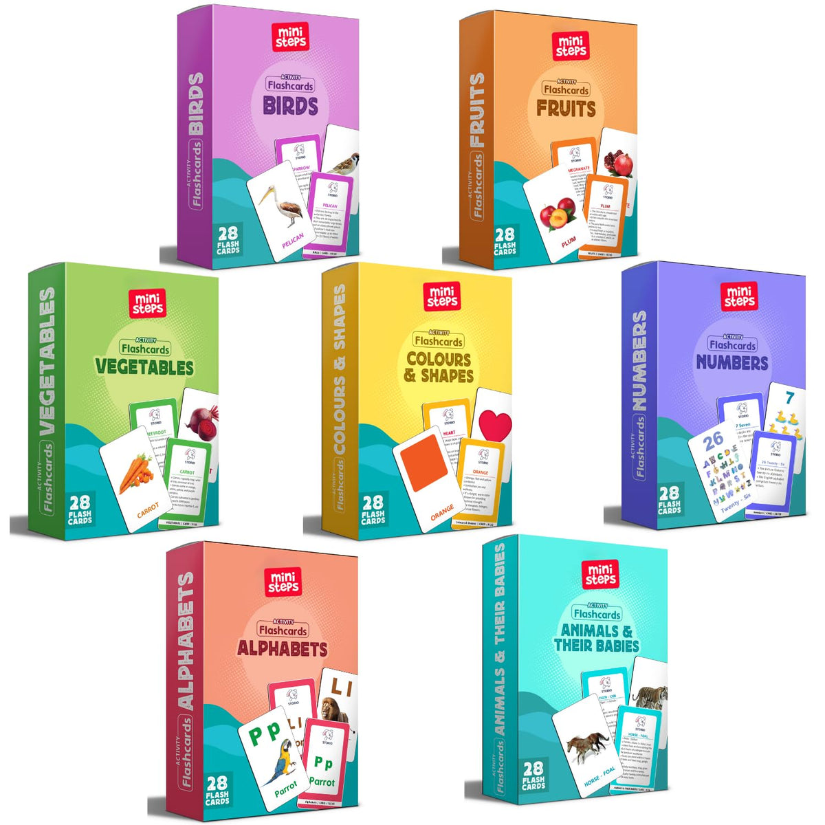 Mini Steps 7In1 Early Learning Flash Cards  196 Educational Cards For Babies, Preschool & Toddlers (12+ Months)