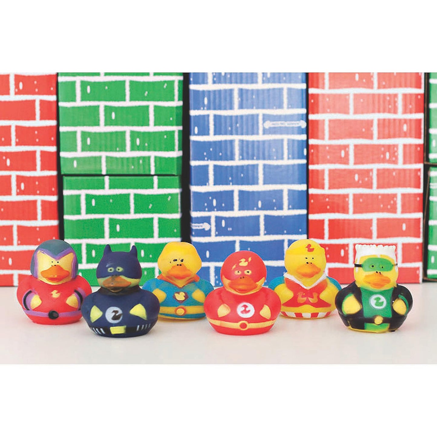 Fun Express Superhero Rubber Duckies (1 Dz) Superhero Themed Party Favors, Character Toys, Rubber Duckies - Multi-Colored