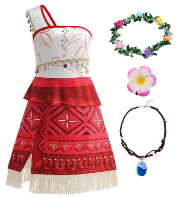 Bvthiynu Princess Dress for Girls Toddler Ocean Adventure Costume Birthday Party Cosplay Fancy Dress up, 3-4 Years Red