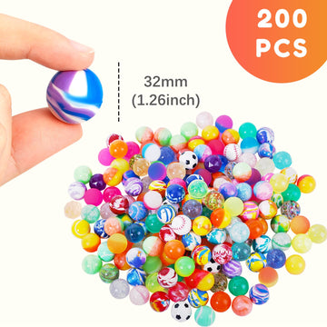 Pllieay 200 Pieces Bouncing Ball, 32Mm Bouncy Balls Party Favors For Kids, Bulk Bouncy Balls For Party Favors, Prizes, Birthdays Gift And Vending Machines(Style Random)