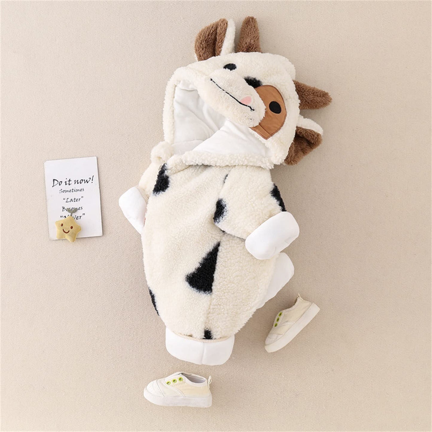 BABWWNIX Toddler Baby Boy Girl Halloween Animal Costume Fuzzy Warm Hooded Romper Funny Cosplay Zip-Up Jumpsuit Outfits Gifts (C-