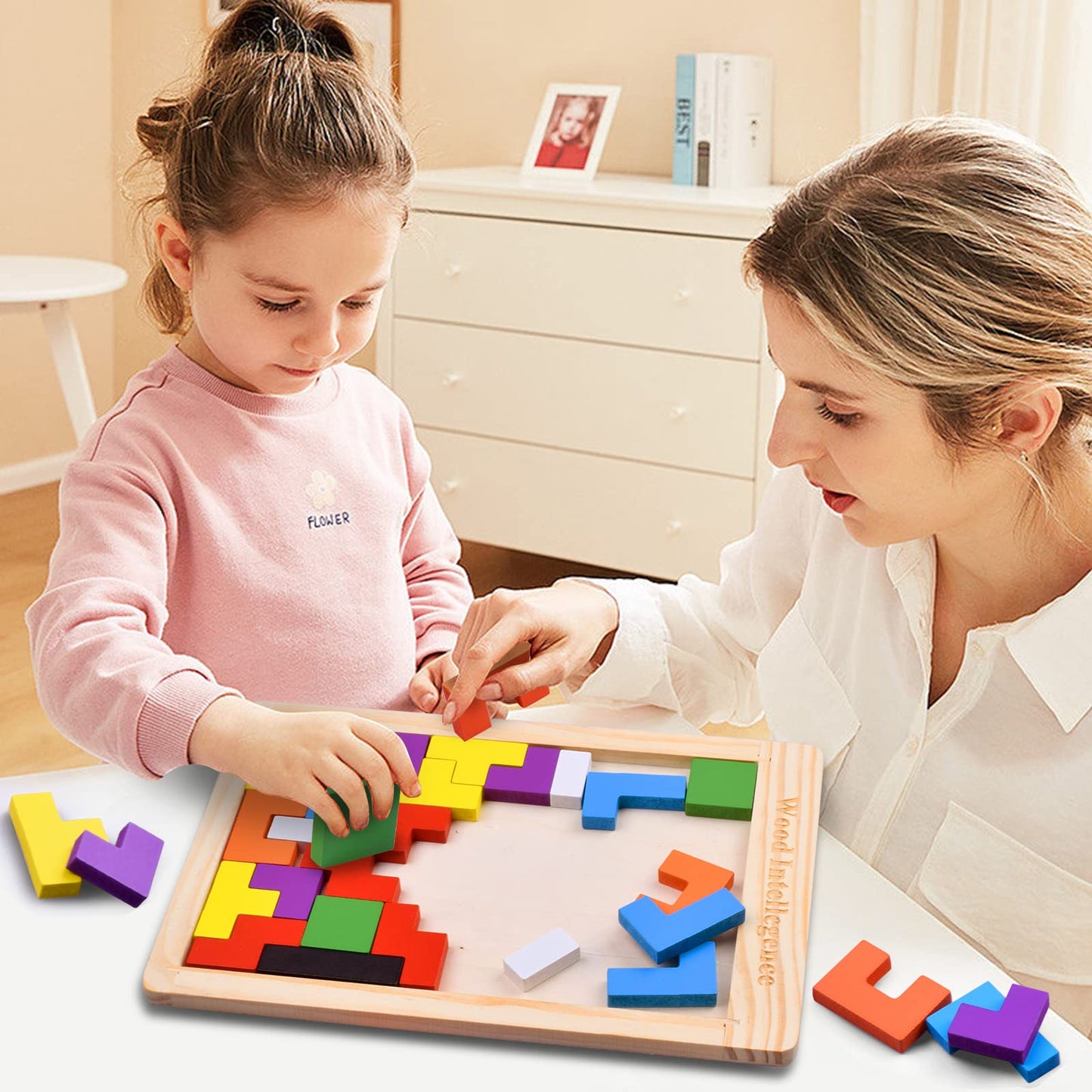 FFTROC Wooden Puzzles for Kids 4-8, 3D Russian Blocks, STEM Brain Teaser Toys, Educational Gift for Toddlers, Model WSTT698-TMM