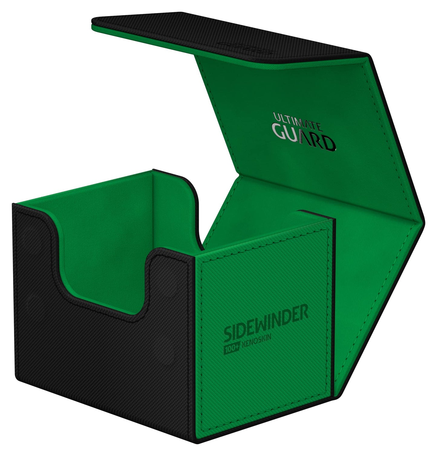 Ultimate Guard Sidewinder Synergy 100+, Deck Box For 100 Double-Sleeved Tcg Cards, Black/Green, Magnetic Closure & Microfiber In