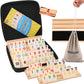 Doreimi enhanced Rummy Cube Game Set 6 Colors with 8 Wooden Racks & 162 Rummy Tiles | Portable Travel Case & Drawstring Bag & Beginner-Friendly Instruction | Family Board Game for mature-themeds and Kids