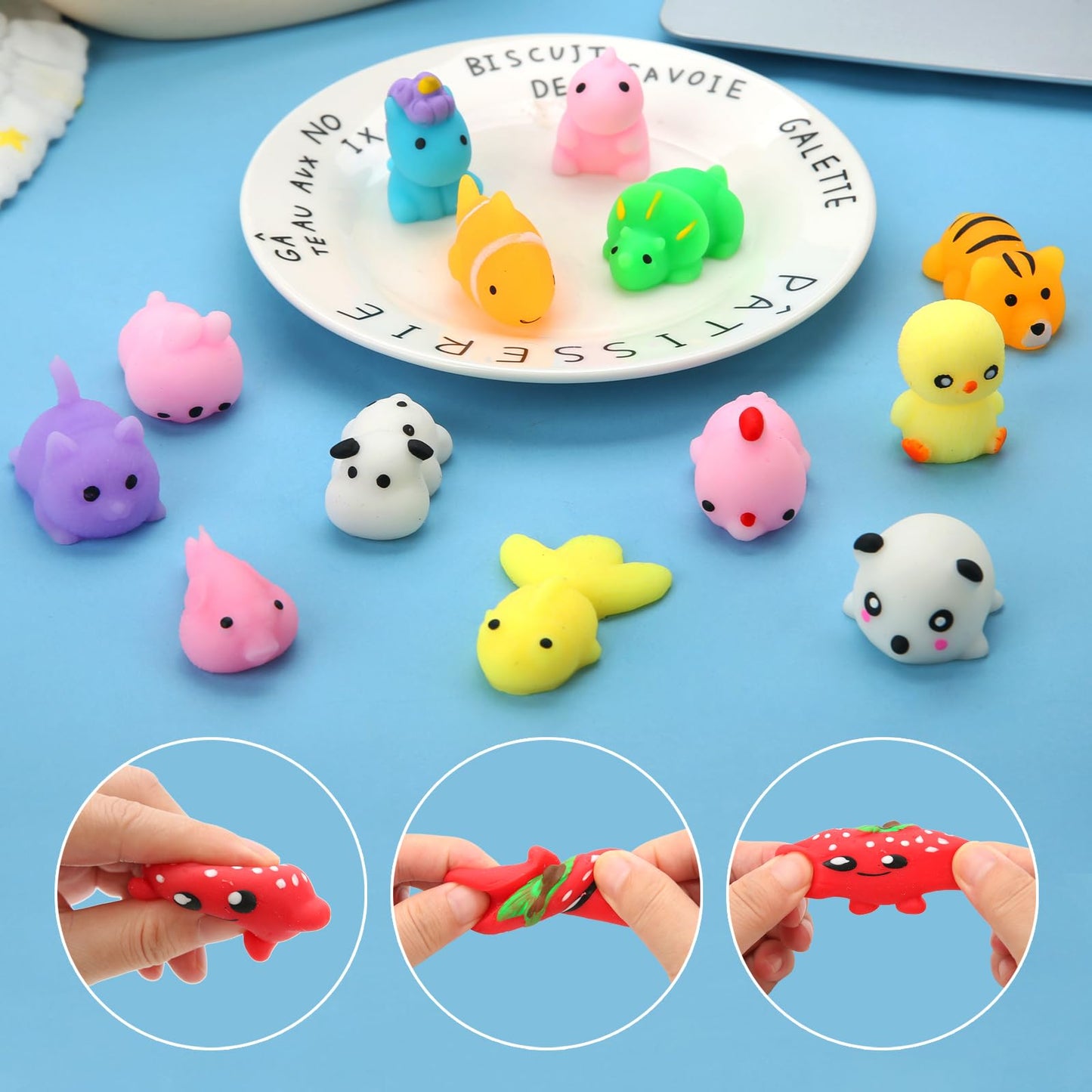 60 Pack Mochi Squishy Toys, Kawaii Mini Animal Squishies For Kids Treasure Box Classroom Prizes Birthday Party Favors Goodie Bag