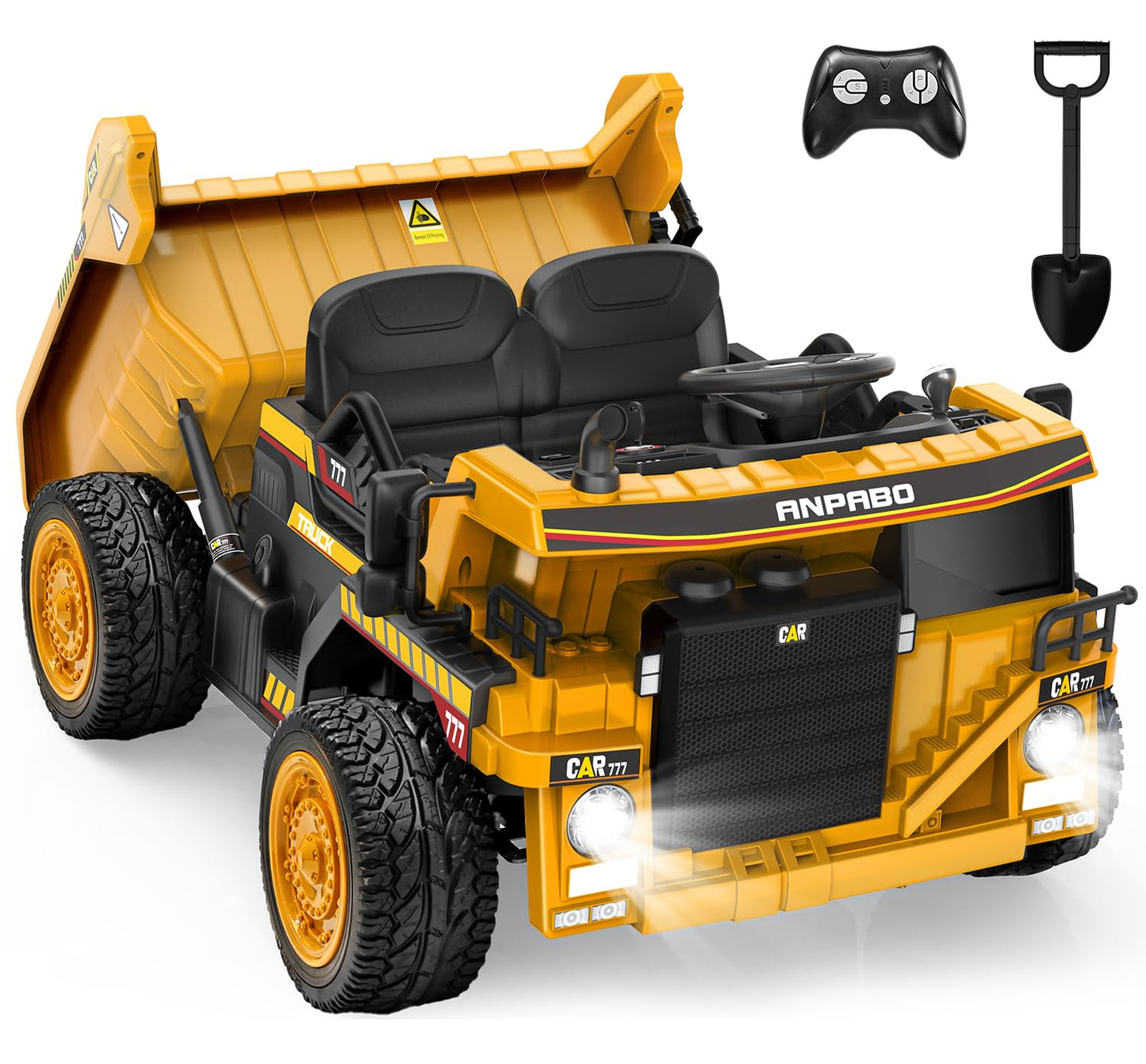 Anpabo 24V Ride On Dump Truck, 2X75W Powerful Motors, Up To 4.4Mph, Eva Tires, Construction Vehicle W/Electric Dump Bed And Extr