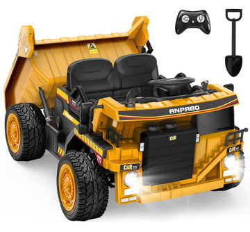 Anpabo 24V Ride On Dump Truck, 2X75W Powerful Motors, Up To 4.4Mph, Eva Tires, Construction Vehicle W/Electric Dump Bed And Extr