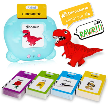 Whongkidz Spanish Talking Flash Cards, Bilingual Toy For Kids Toddlers Pocket Speech Audible Flashcards, Educational Autism Sens