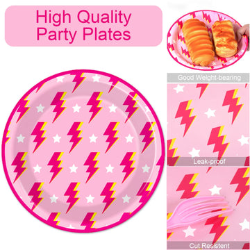 Qyeahkj 25 Guests Preppy Party Plates Napkins Forks Supplies Set Disposable Tableware Paper Plates Dinnerware Y2K Girl Bachelore