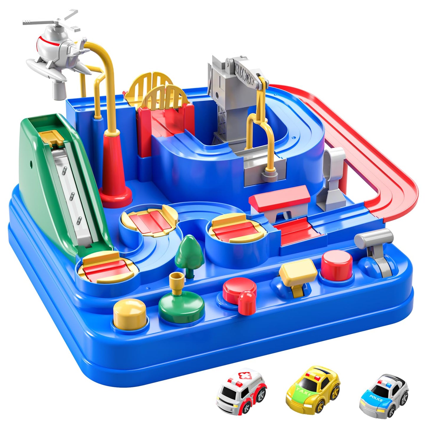 Temi Car Toys For Girls - Race Track For Toddlers 3-7 Years Old, Puzzle Rail Car, City Magnet Toys With 3 Small Cars, Educationa