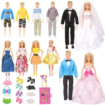 Sotogo 33 Pieces Doll Clothes And Accessories For 11.5 Inch Girl Boy Doll Wedding Playset Include 12 Sets Doll Groom Suit/Weddin