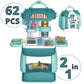 Shape28 Store Bag Pretend Play Store Toddler Toys 62 PCS Shopping Cart for Kids with Play Kitchen Prop Money Pantry Storage Cash