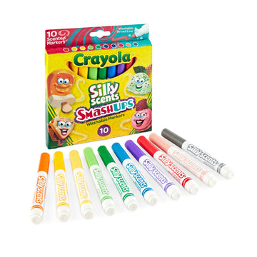 Crayola Silly Scents Slim Scented Washable Markers, Broad Point, Assorted Colors, Pack of 10 Markers, Mint,Red