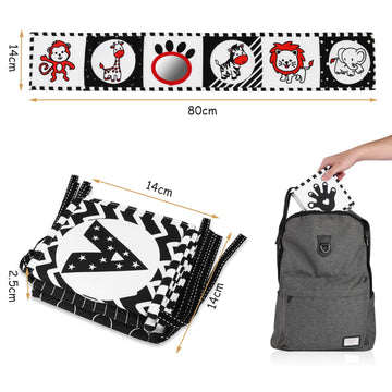 Vicloon Black And White High Contrast Baby Toys, 0-6 6-12 Months Soft Baby Book,Infant Tummy Time Toys,Baby Cloth Activity Crinkle Folding Educational Activity Cloth Book Suitable For Boys Girls