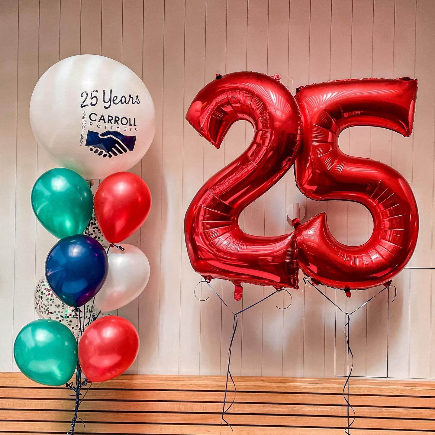 LHOAVWE 40 Inch Red Foil Mylar Number 25 Balloons - Jumbo Helium Birthday Party Decorations