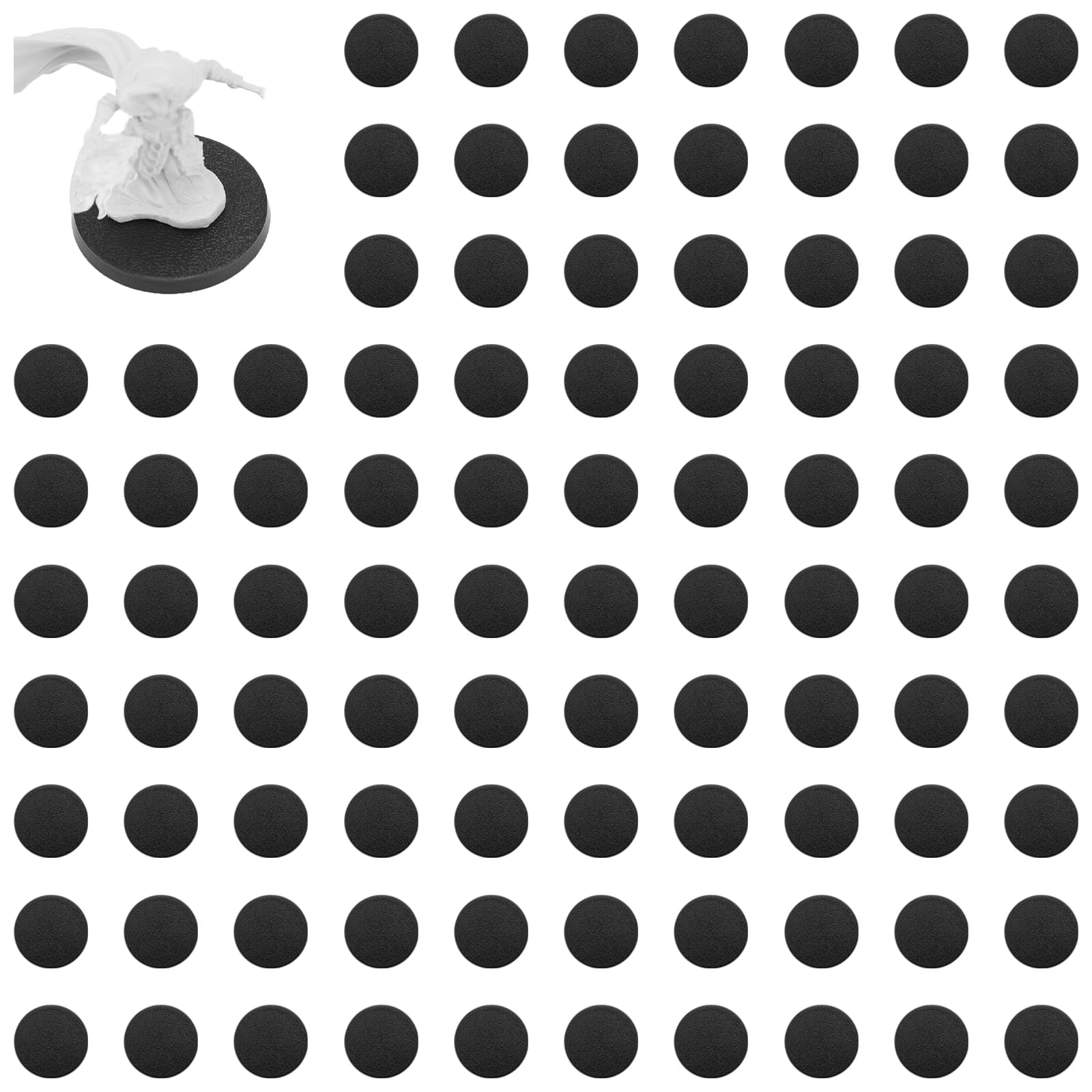 DisplayMore 100Pcs Round Plastic Model Bases 25mm for Gaming Miniatures or Wargames Role Playing Board Game Figure Toy (100PCS-2