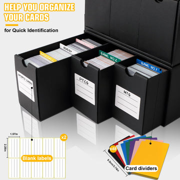 Qlouni Trading Card Storage Box, Includes 12-600 Ct Boxes & 48 Card Dividers, 12000+ Trading Card Organizer For Collectible Card