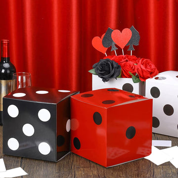 Sinmoe 6 Pcs Dice Favor Boxes Bulk 7 X 7 X 7 Inches Casino Themed Party Birthday Supplies Three Dimensional Dice Decor For New Y
