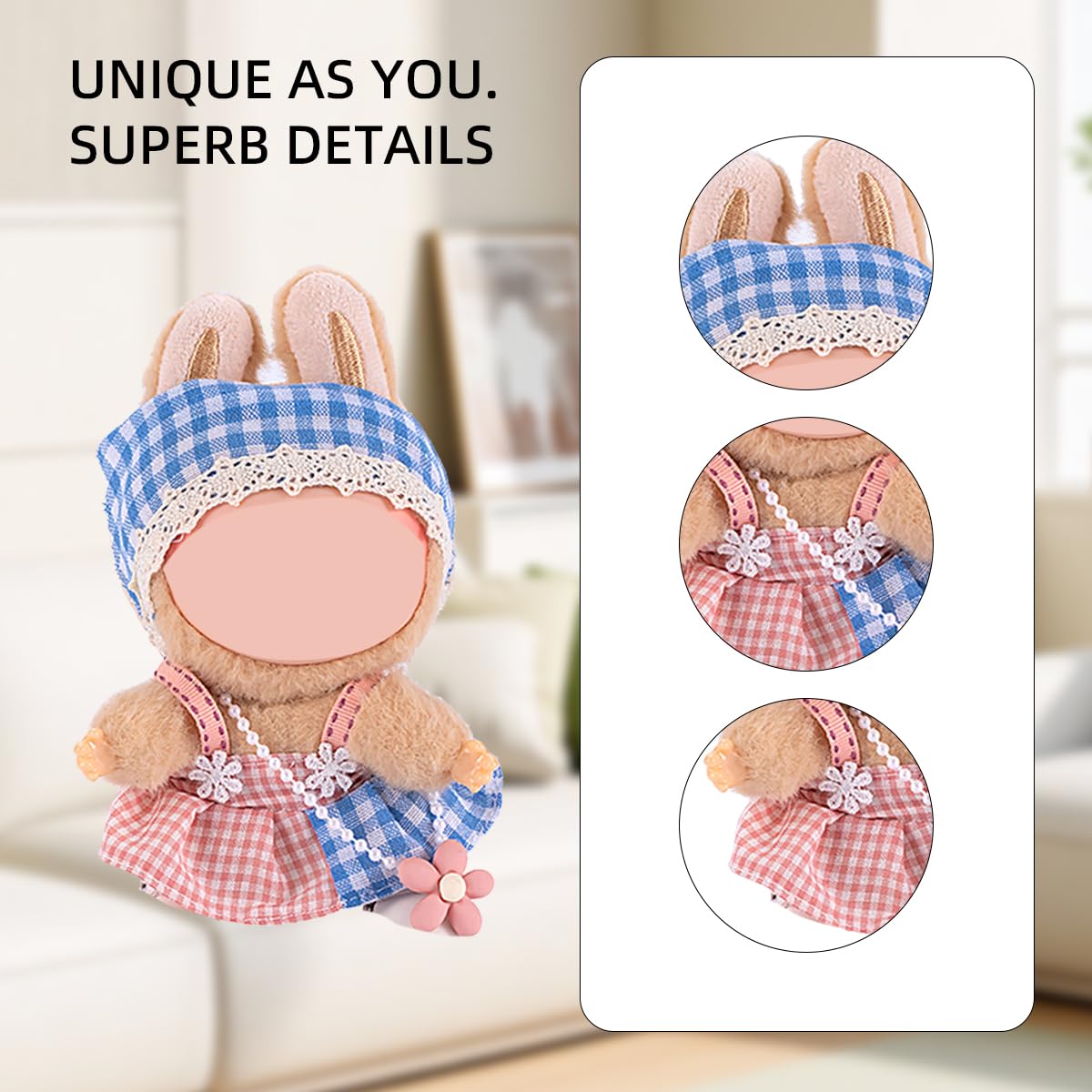 17cm Doll Clothes Set  enhanced Jeans & Knitted Sweater Outfit for 17cm 15cm Dolls  Cute Dress Up Fashion  No Doll Included (Pink/Blue  17cm/15cm)