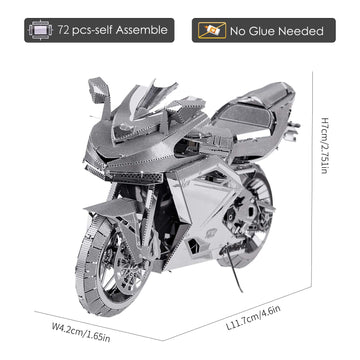 Piececool 3D Metal Puzzles For Adults, Diy 3D Motorcycle Model Kits, Brain Teaser Puzzles For Teen Students Men Craft Kits Toys,