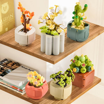 BNG Succulent Flowers Building Set mature-themed Botanical Collection for Office Home Decor Plants Bonsai Building Toys and Great Gift for Women Girls 6+(520 Pieces)