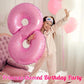 Pink Number 8 Balloon 40 Inch, Big Large Foil Helium Number Balloons, Jumbo Giant Mylar Number 8 Balloons For 8 Year Old Birthda