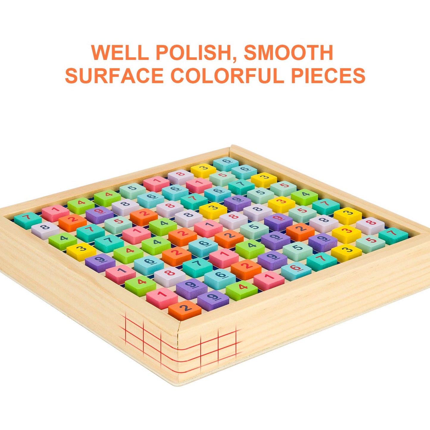 Wooden Sudoku Puzzles Board Game With Drawer (Colorful) - Math Brain Teaser Toys Educational Desktop Game Train Logical Thinking