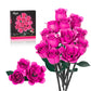 12 Pink Rose Bouquet Building Set with Heart-Shaped Gift Box Base, 528PCS Gothic Romantic Roses Artificial Flower Building Block