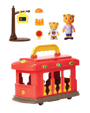 Daniel Tiger'S Neighborhood Deluxe Electronic Trolley Vehicle With 2 Songs, 12 Phrases, Sounds & Light! Daniel & Mom Tiger Figur