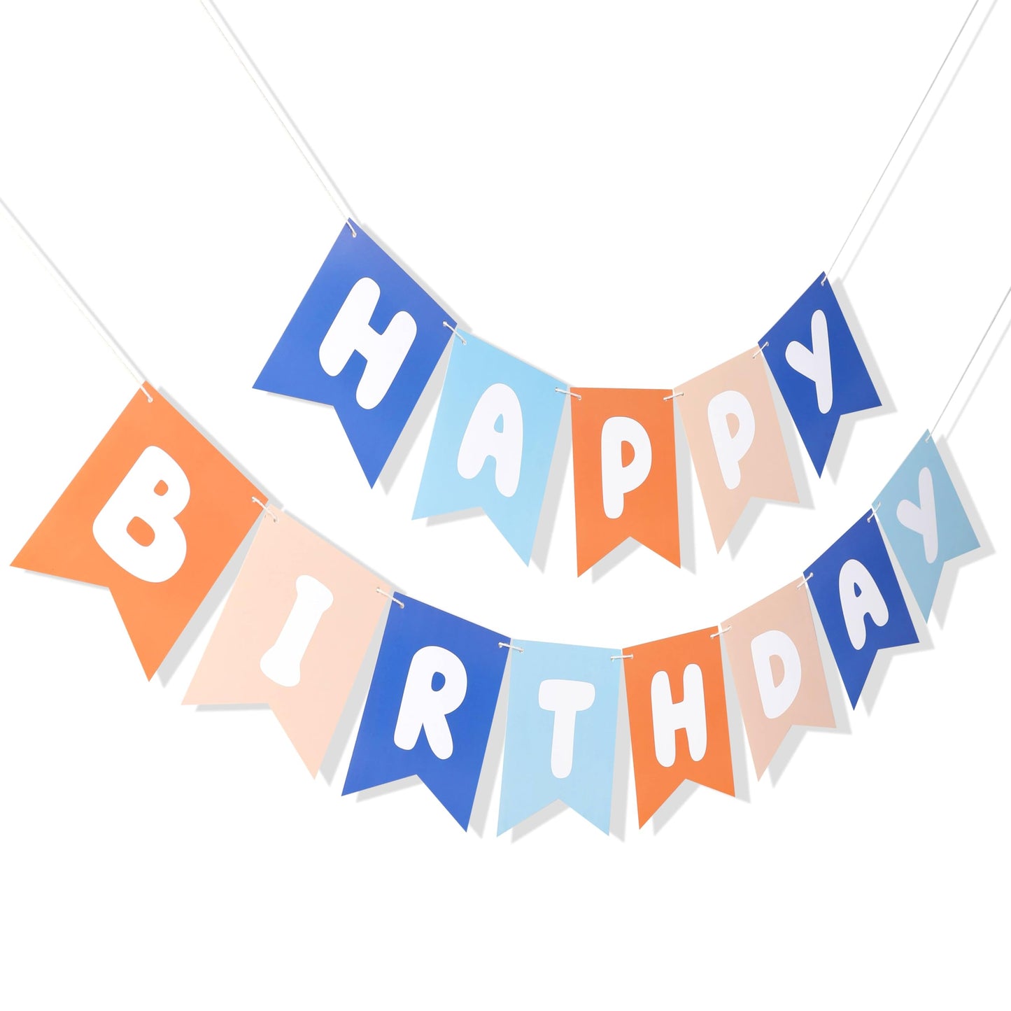 Light Blue Navy Brown Orange Happy Birthday Banner - Birthday Party Decoration for Boys, Happy Birthday Garland Inspired by Blue
