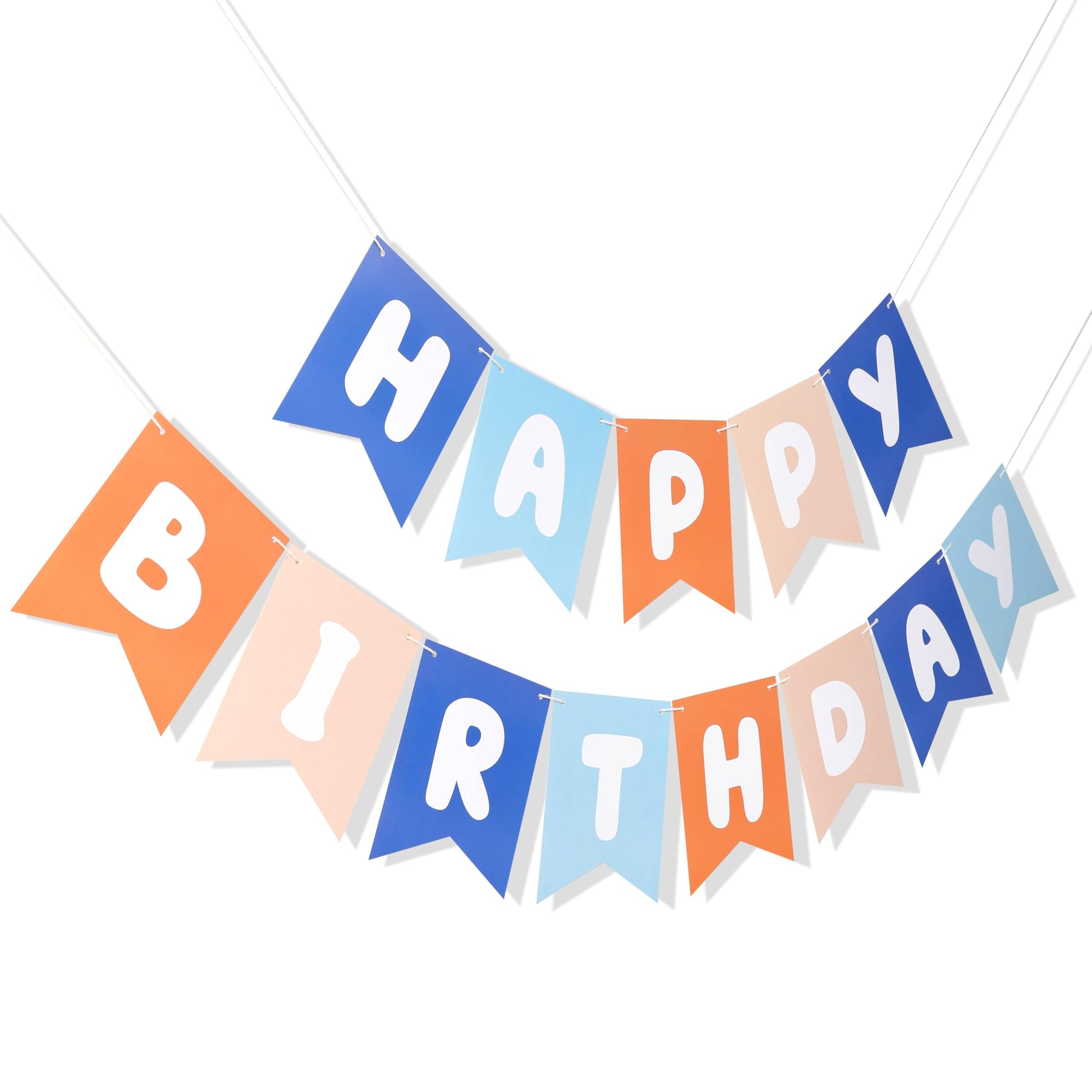 Light Blue Navy Brown Orange Happy Birthday Banner - Birthday Party Decoration for Boys, Happy Birthday Garland Inspired by Blue