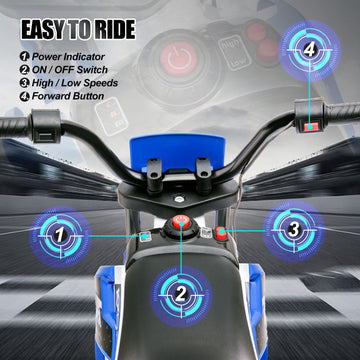 Joyldias Kids Motorcycle, 12V7Ah Ride On Motorcycle For Kids W/Training Wheels, Spring Suspension, High/Low Speeds, Blue