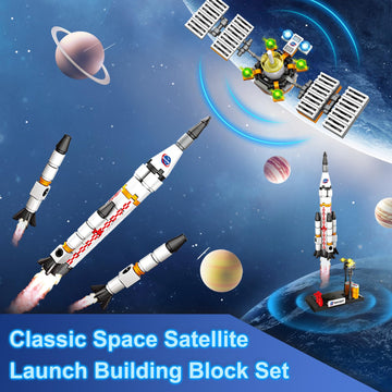 Space Exploration Shuttle Toys For Boys, Stem Aerospace Building Kit Toy With Rocket, Space Shuttle, Moon Buggy And Satellite, B